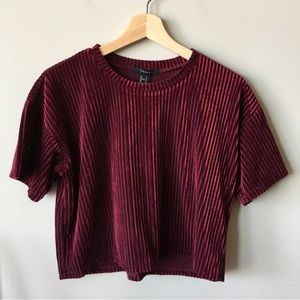 Forever 21 Ribbed Velvet Cropped Tee